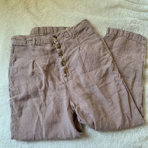 Free People Blush Pink Linen Wide Leg Pants